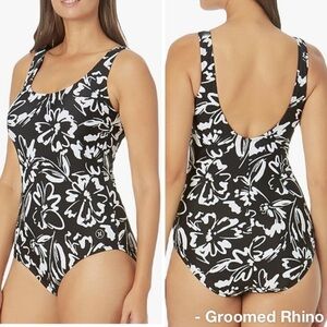 Hurley Black Floral UFP 50+ One Piece Swimsuit Size XXL